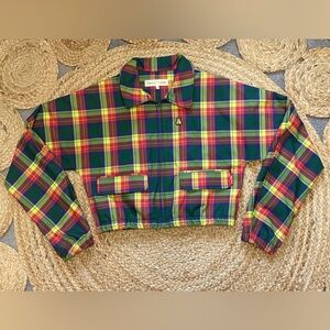 NWOT TEDDY FRESH MULTICOLOR PLAID CROPPED JACKET size XS